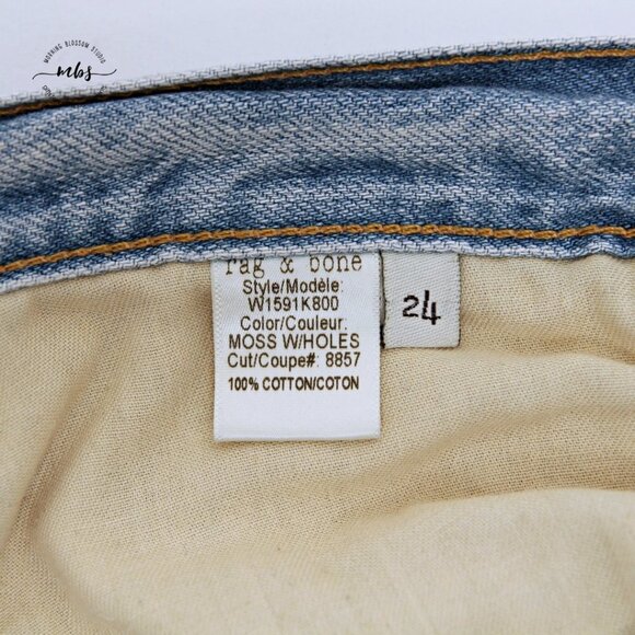 Rag & Bone Slouchy Boyfriend Distressed Busted Knee Straight Leg Jeans - Size 24 - Picture 9 of 11